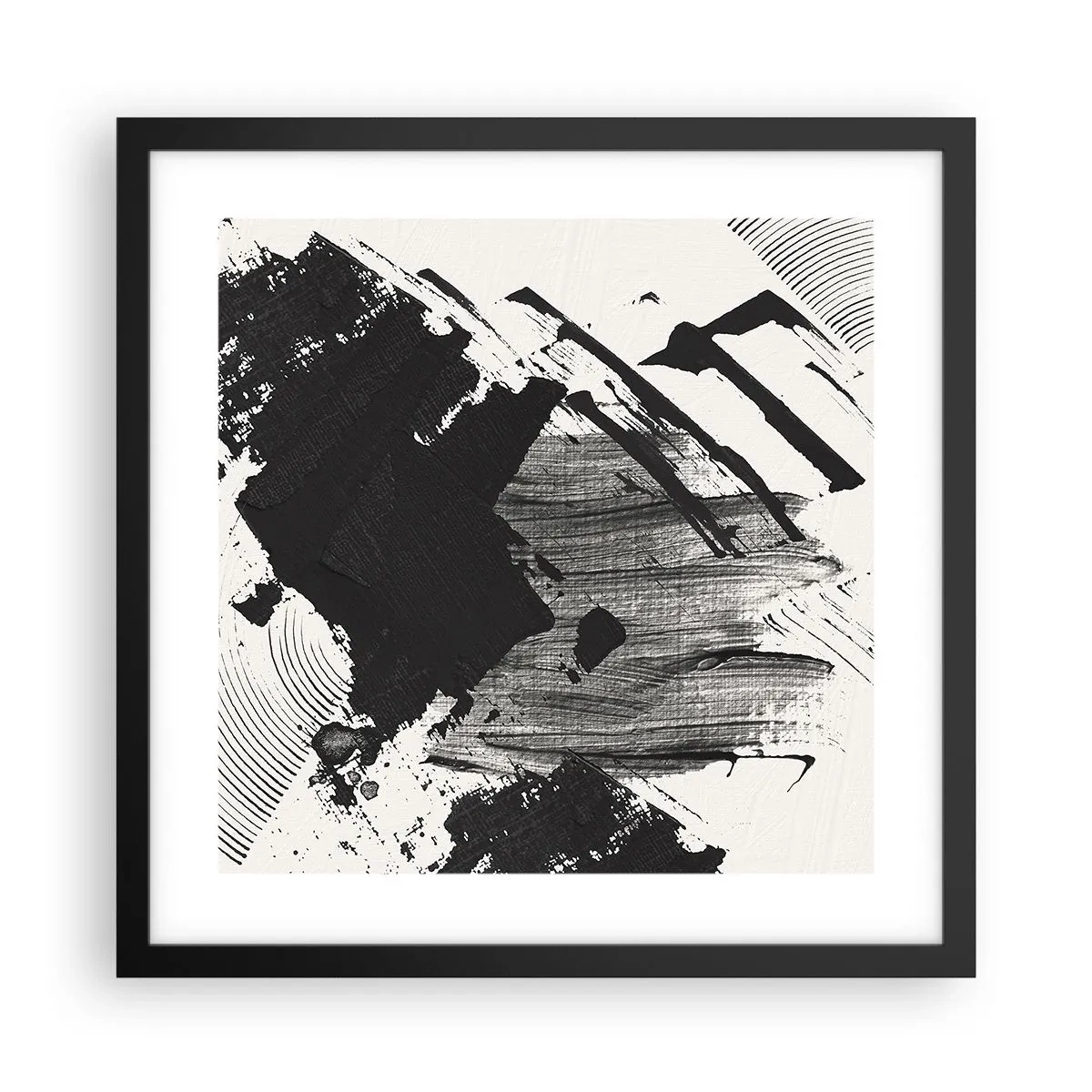 Plakat w czarnej ramie - Abstrakcja – ekspresja czerni - 40x40 cm