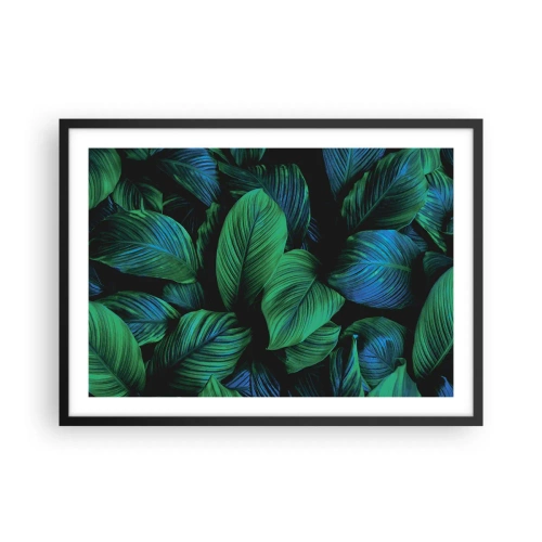 Plakat w czarnej ramie - Zielone liście w minimalistycznym stylu - 70x50cm - W zielonym tłumie - Nowoczesna dekoracja ścienna do salonu i sypialni ARTTOR