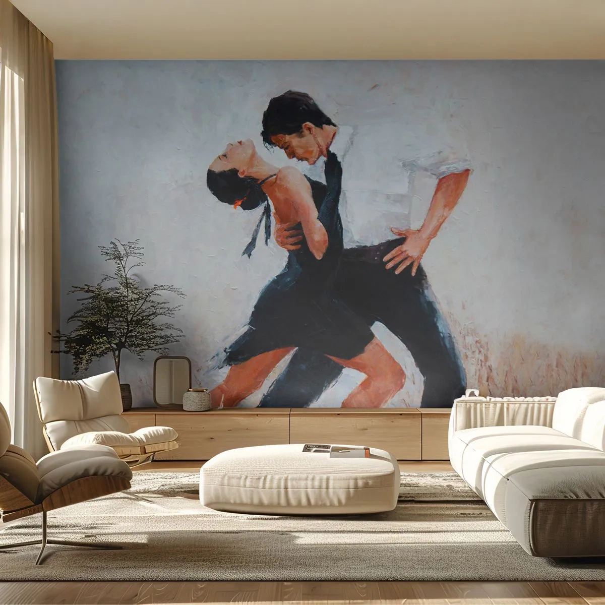Fototapeta Premium Sand - Tancerze w dynamicznym tańcu pełnym pasji - 100x70cm - Tango mych marzeń i snów - Nowoczesna dekoracja ścienna do salonu, kuchni i sypialni ARTTOR