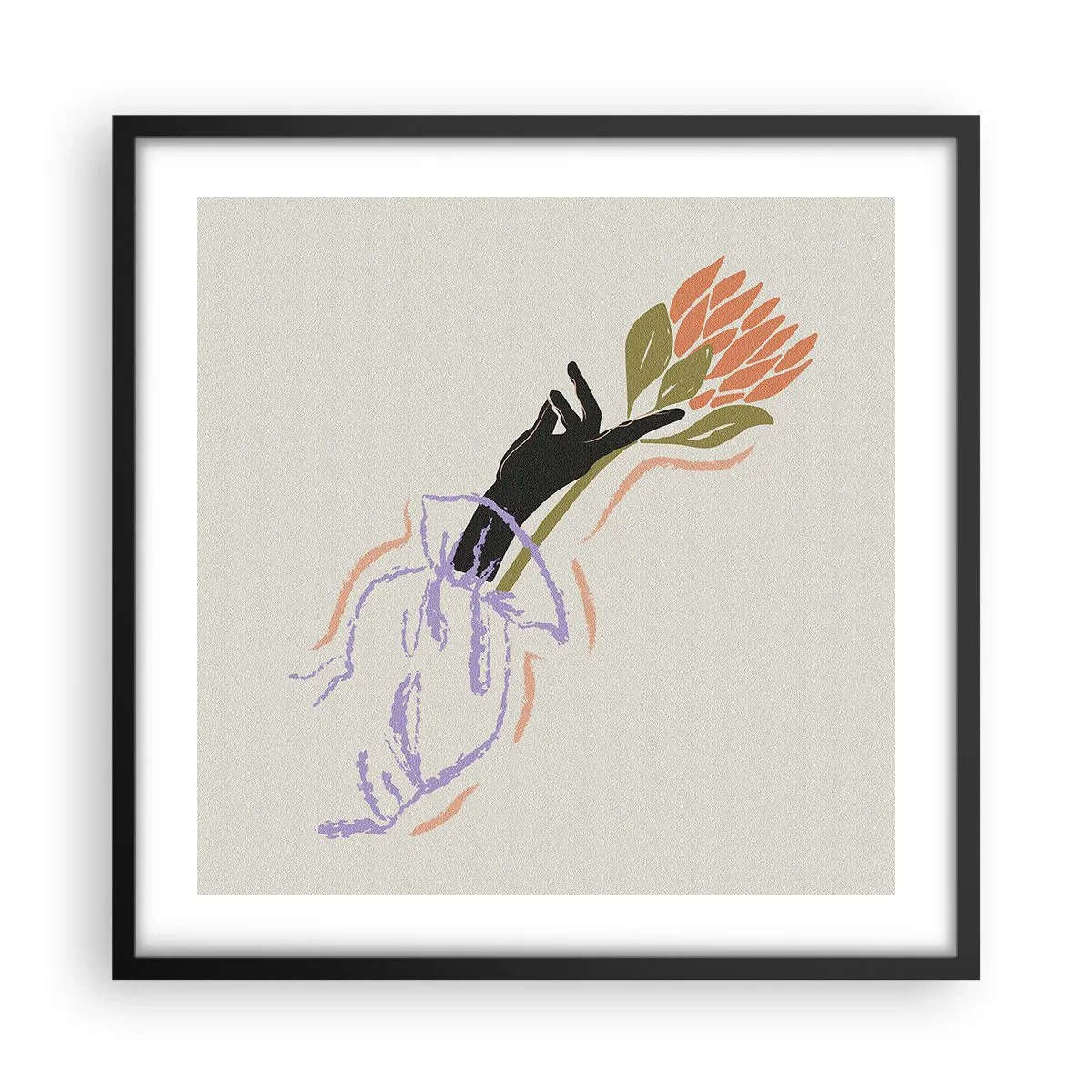 Plakat w czarnej ramie - Siostrzany dotyk - 50x50 cm