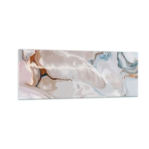 Obraz na szkle - Abstrakcyjny wzór w odcieniach bieli i błękitu - 140x50cm - Błękitne meandry pod bielą - Nowoczesna dekoracja ścienna do salonu i sypialni ARTTOR