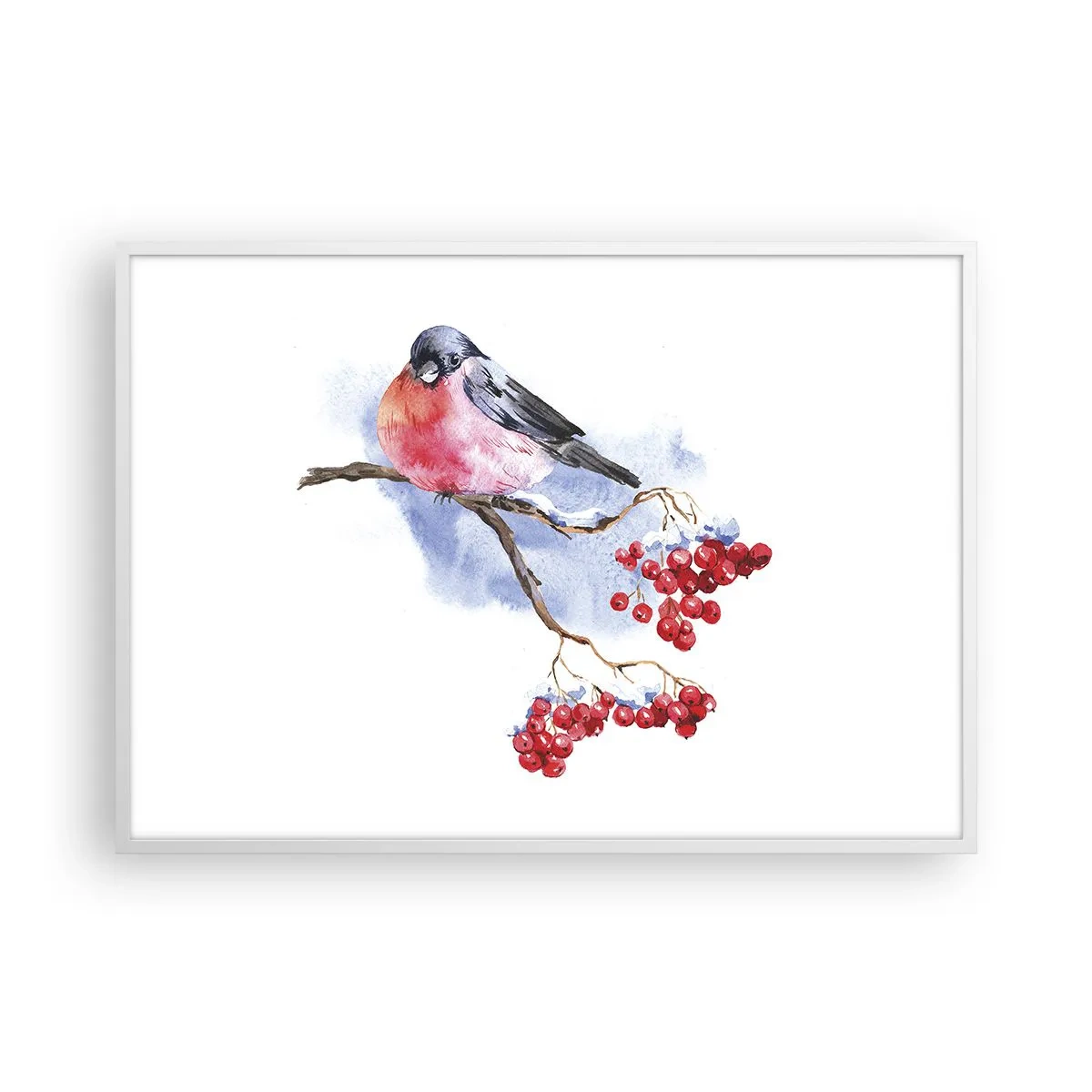 Plakat w białej ramie - Zima w kolorze - 100x70 cm