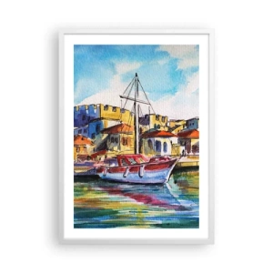 Plakat w białej ramie - Tęczowe popołudnie - 50x70 cm