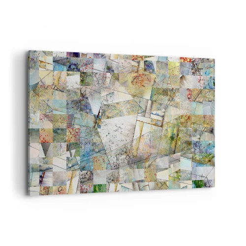 Obraz na płótnie - Kolorowa abstrakcja z geometrycznymi kształtami i liniami - 120x80cm - Geometryczne przetasowanie - Nowoczesna dekoracja ścienna do salonu, kuchni i sypialni ARTTOR