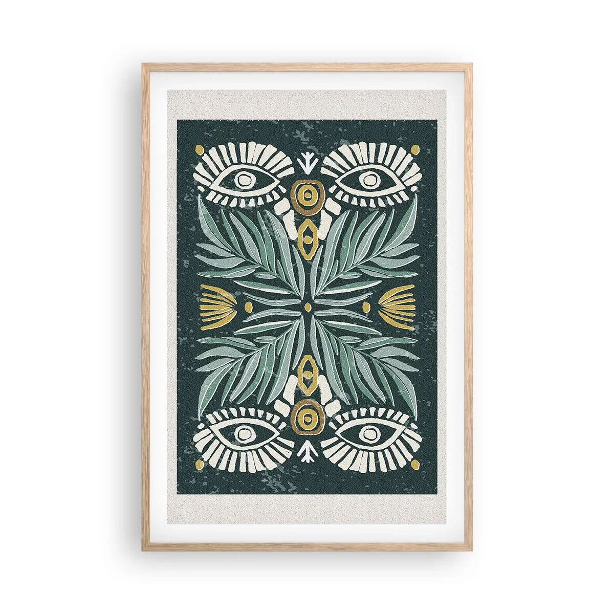 Plakat w ramie jasny dąb - Jak ludowa wycinanka - 61x91 cm