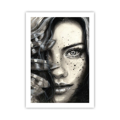 Plakat - Portret kobiety w monochromatycznym stylu - 50x70cm - Dzika piękność - Nowoczesna dekoracja ścienna do salonu, kuchni i sypialni ARTTOR