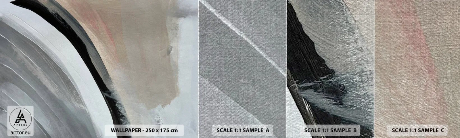 Fototapeta Próbka Premium Canvas - Kompozycja: łuk czerni i szarości - Abstrakcja, Sztuka, Sztuka Współczesna - 100x30 cm