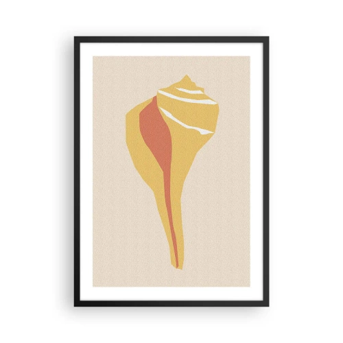 Plakat w czarnej ramie - Minimalistyczna grafika muszli w ciepłych barwach - 50x70cm - Abstrakcja organiczna – wzrost - Nowoczesna dekoracja ścienna do salonu i sypialni ARTTOR