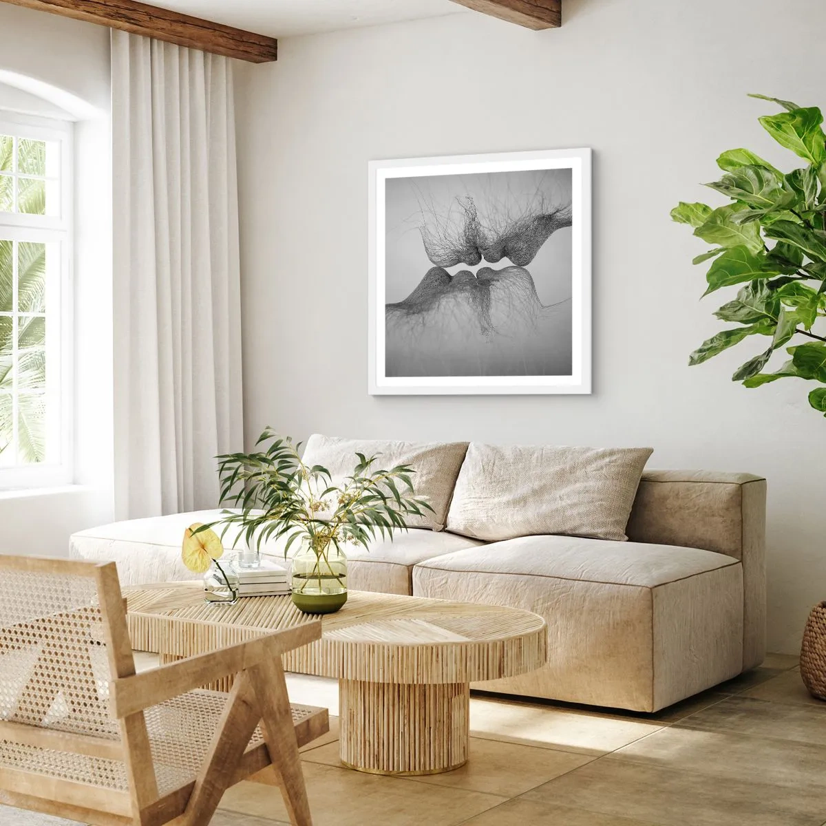 Plakat w białej ramie - Pocałunek wiatru - 60x60 cm