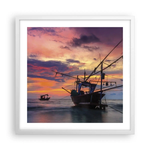 Plakat w białej ramie - Egzotyczny wieczór - 50x50 cm