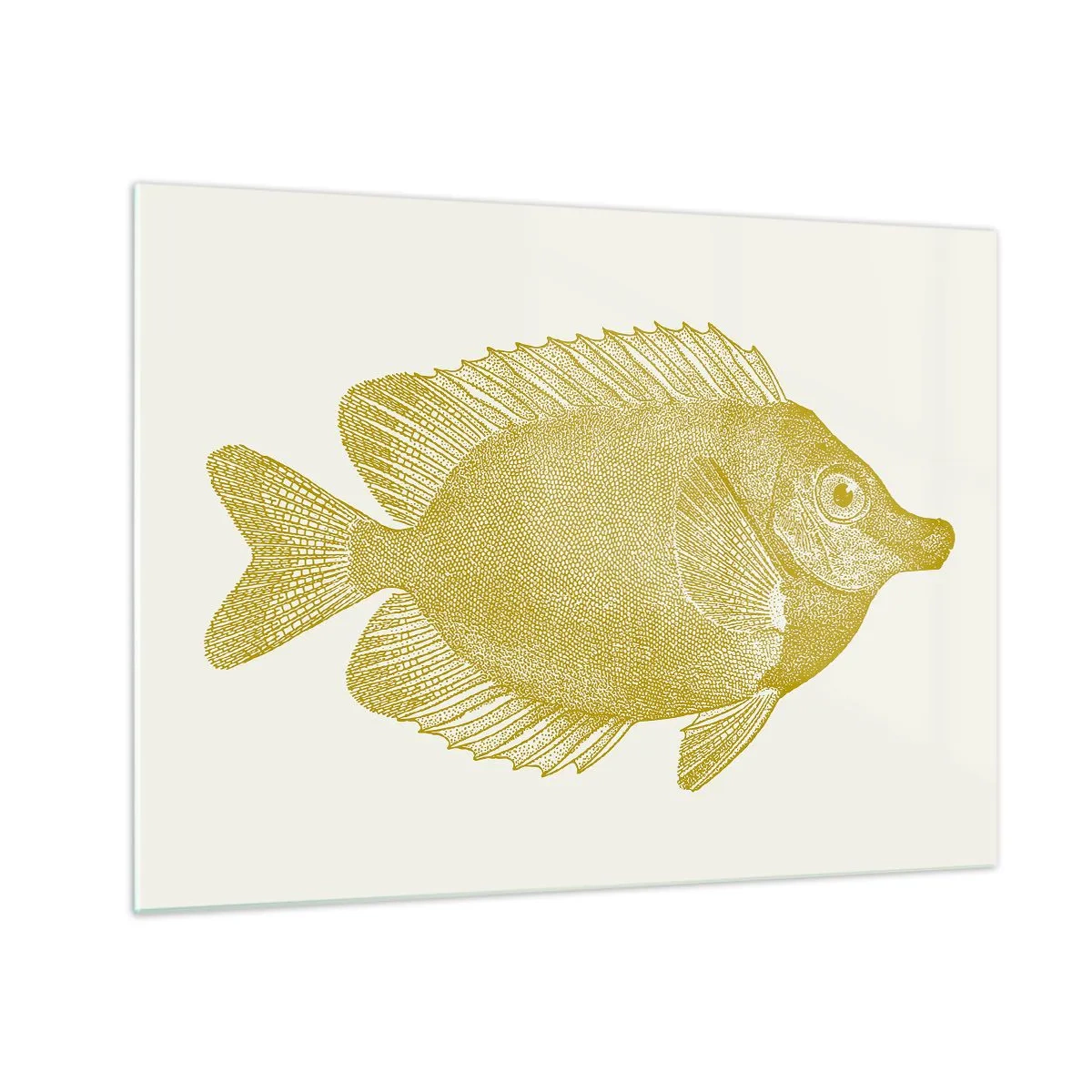 Obraz na szkle - Złota ryba w stylu vintage na jasnym tle - 70x50cm - Ryba i tyle - Nowoczesna dekoracja ścienna do salonu i sypialni ARTTOR