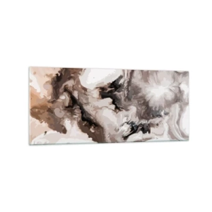 Obraz na szkle - Abstrakcyjny wzór w odcieniach brązu i bieli - 120x50cm - Narodziny galaktyki - Nowoczesna dekoracja ścienna do salonu i sypialni ARTTOR
