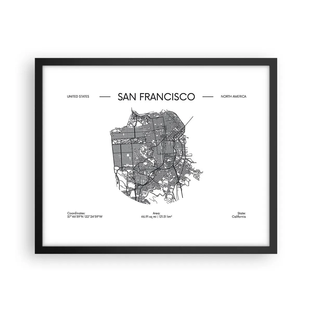 Plakat w czarnej ramie - Anatomia San Francisco - 50x40 cm