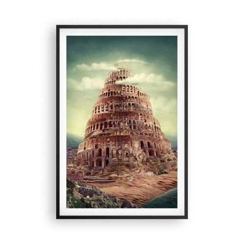 Plakat w czarnej ramie - Wieża Babel - 61x91 cm