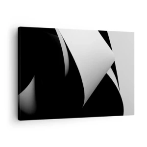 Obraz na płótnie - Abstrakcyjne kształty w czerni i bieli z wyrazistymi kontrastami - 70x50cm - Płaszczyzny światła z głębi cienia - Nowoczesna dekoracja ścienna do salonu i sypialni ARTTOR