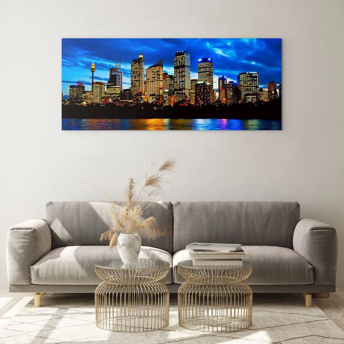 Obraz na szkle - Noc świateł i barw - 90x30 cm