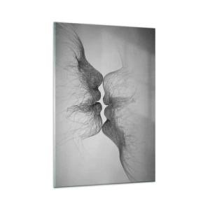 Obraz na szkle - Abstrakcyjny pocałunek przedstawiony w eterycznej formie - 80x120cm - Pocałunek wiatru - Nowoczesna dekoracja ścienna do salonu i sypialni ARTTOR
