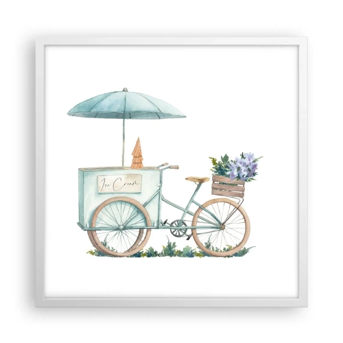 Plakat w białej ramie - Słodkie wspomnienie lata - 50x50 cm