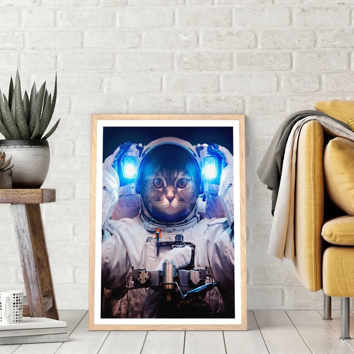 Plakat w ramie jasny dąb - Houston, macie problem - 70x100 cm