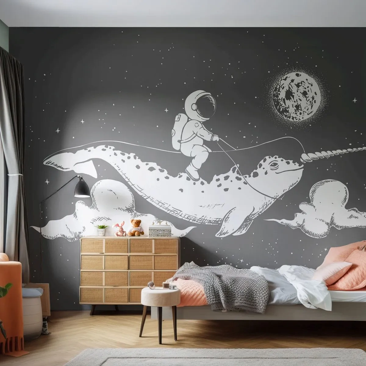 Fototapeta Premium Sand - Kosmiczny jeździec - Narwal, Astronauta, Kosmos - 100x70 cm