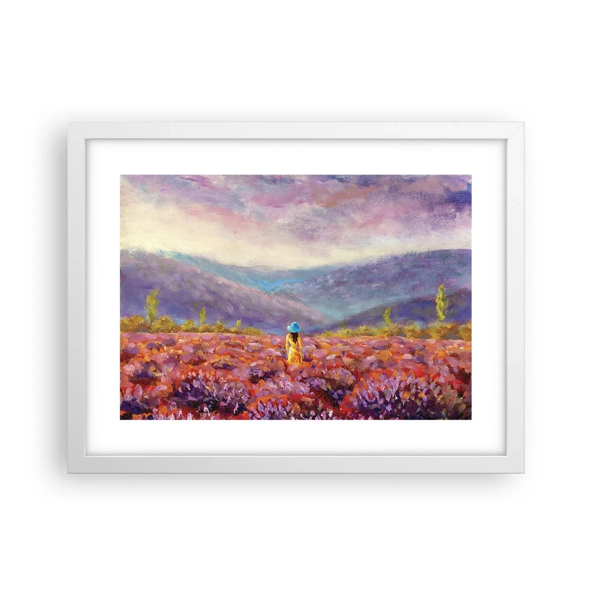 Plakat w białej ramie - W lawendowym świecie - 40x30 cm
