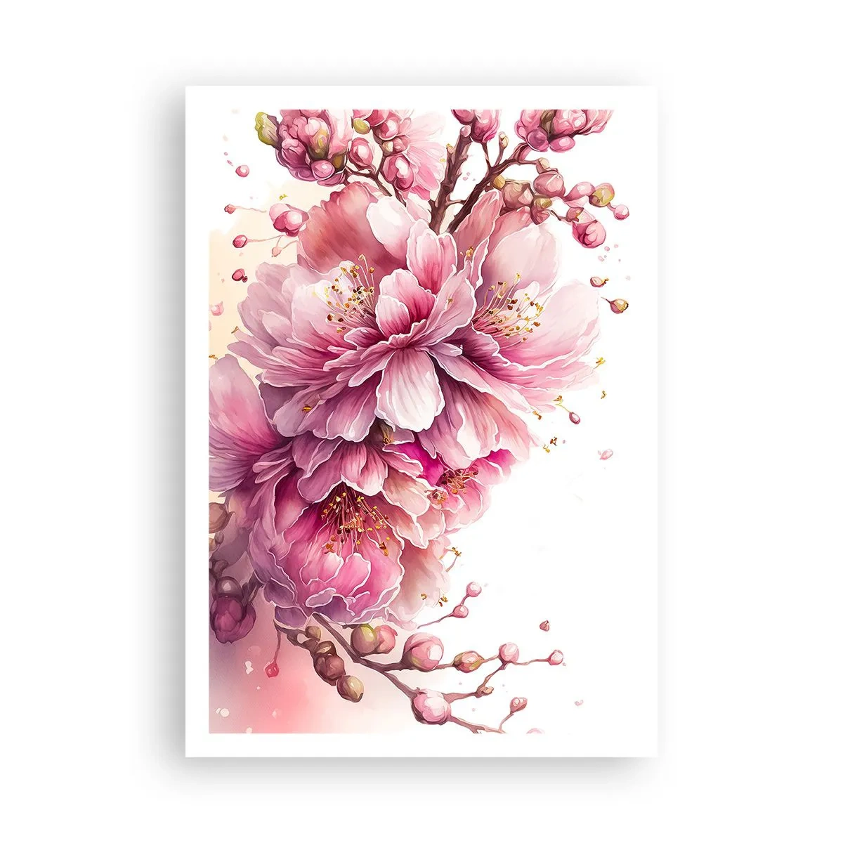 Plakat - Kwiat kwitnącej wiśni - 70x100 cm