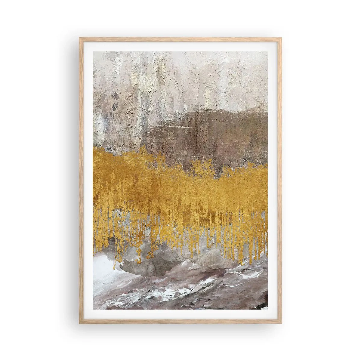 Plakat w ramie jasny dąb - Złocisty podmuch - 70x100 cm