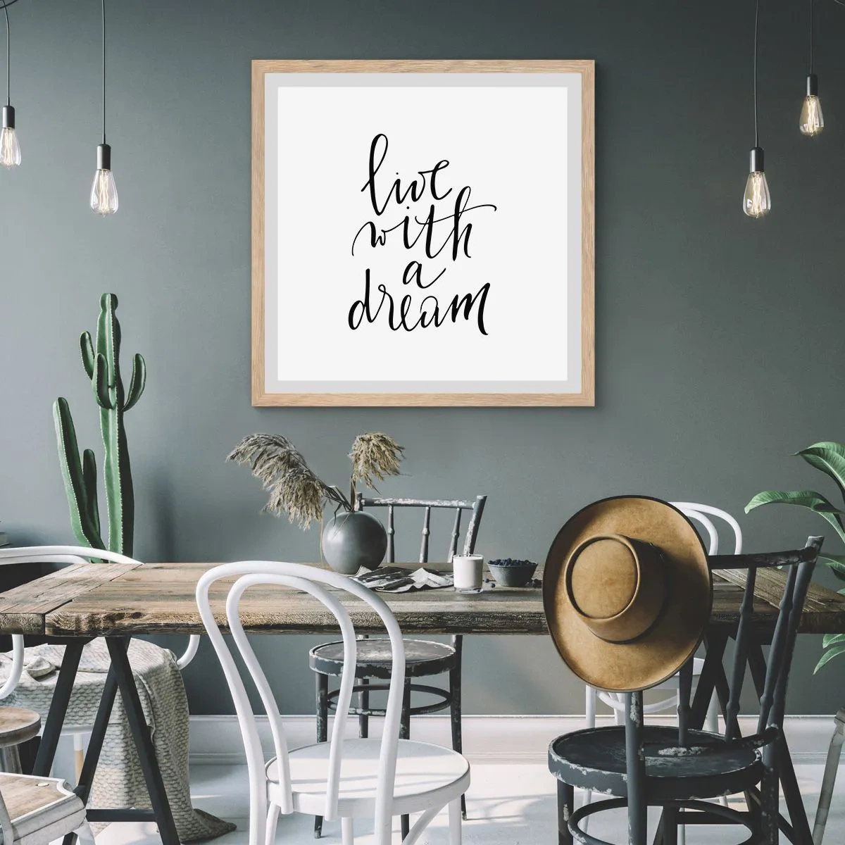 Plakat w ramie jasny dąb - Of course - 30x30 cm