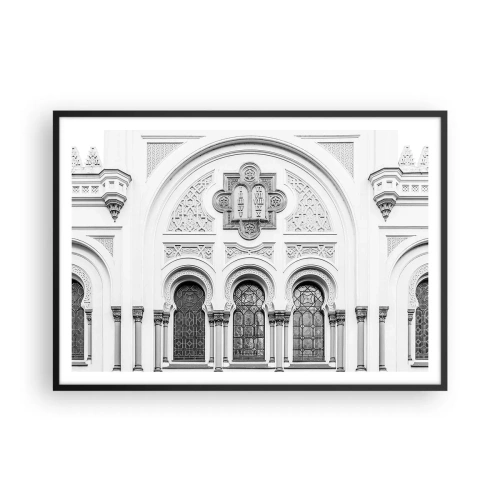 Plakat w czarnej ramie - Architektoniczne detale fasady w monochromatycznym stylu - 100x70cm - Na pograniczu kultur - Nowoczesna dekoracja ścienna do salonu i sypialni ARTTOR