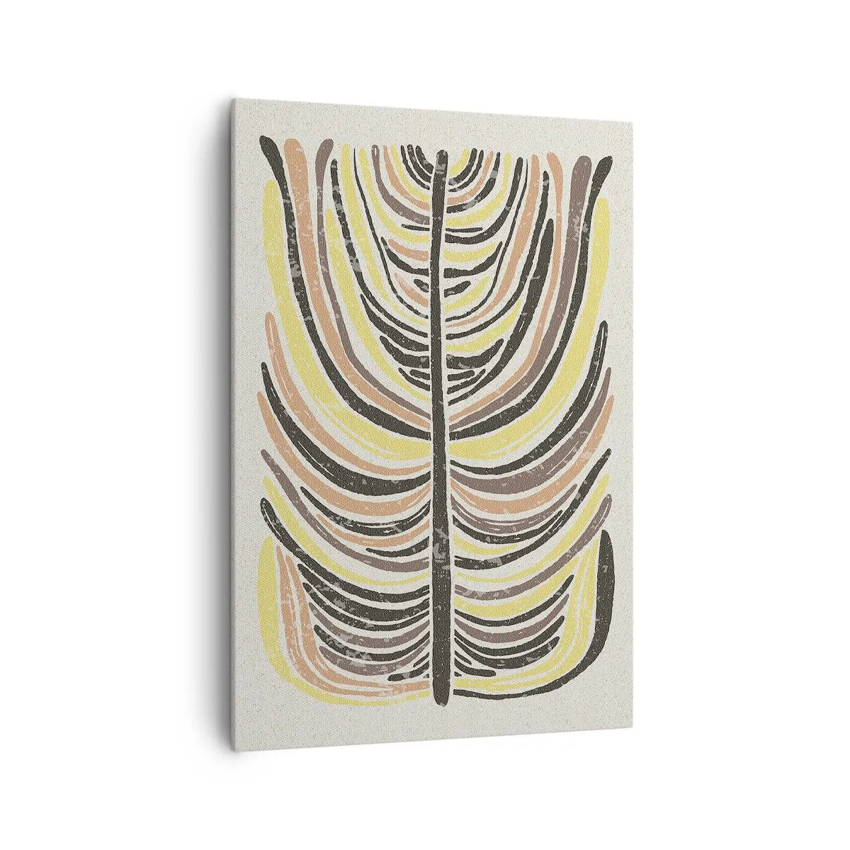 Obraz na płótnie - Abstrakcyjny motyw liścia w odcieniach ziemi - 70x100cm - Abstrakcja pełna życia - Nowoczesna dekoracja ścienna do salonu i sypialni ARTTOR