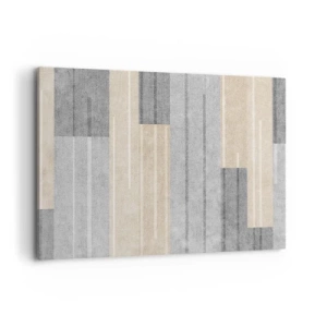Obraz na płótnie - Geometryczna kompozycja w odcieniach szarości i beżu - 120x80cm - Kompozycja: trzymać pion - Nowoczesna dekoracja ścienna do salonu, kuchni i sypialni ARTTOR