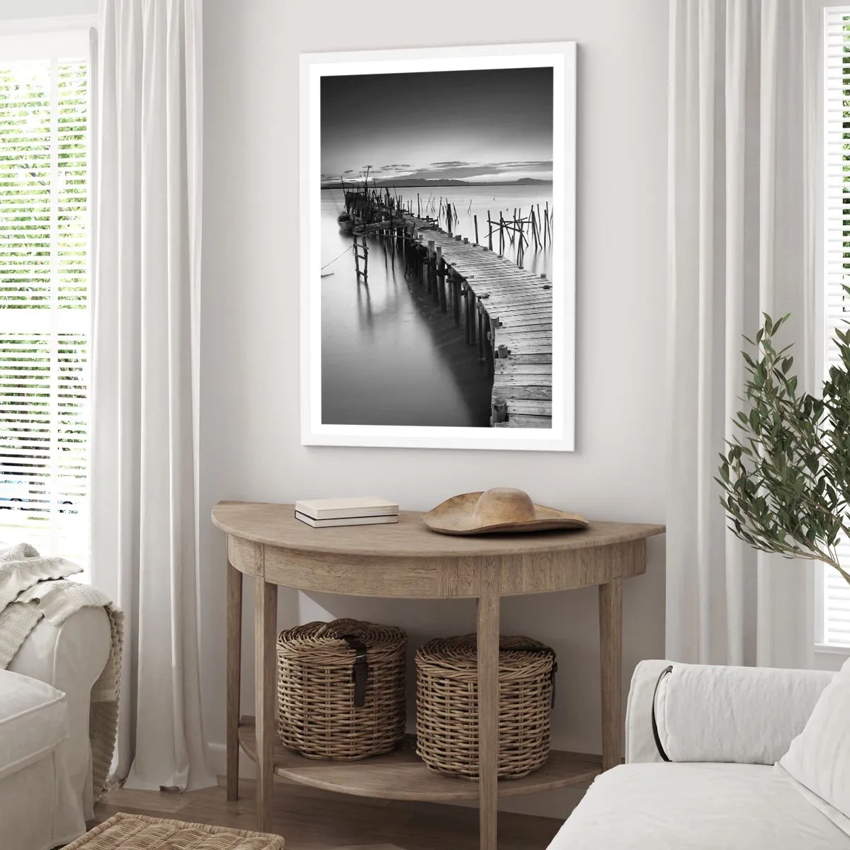 Plakat w białej ramie - Spokój zapomnianego brzegu - 40x50 cm