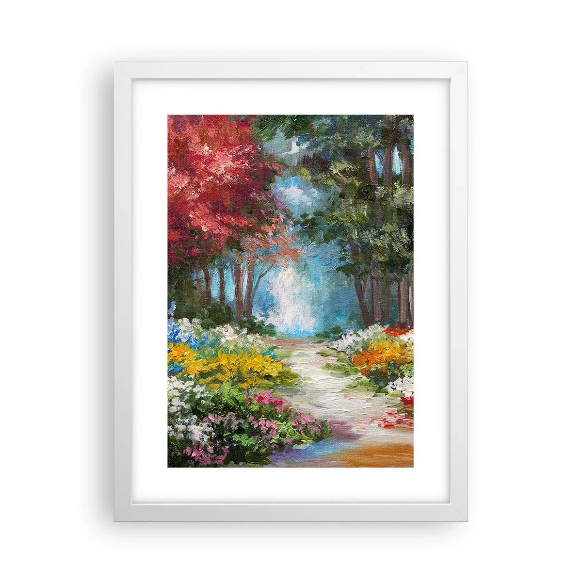 Plakat w białej ramie - Leśny ogród, kwietny las - 30x40 cm