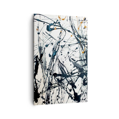 Obraz na płótnie - Abstrakcyjny obraz z rozpryskami farby w dynamicznych wzorach - 80x120cm - Abstrakcja ekspresjonistyczna - Nowoczesna dekoracja ścienna do salonu i sypialni ARTTOR