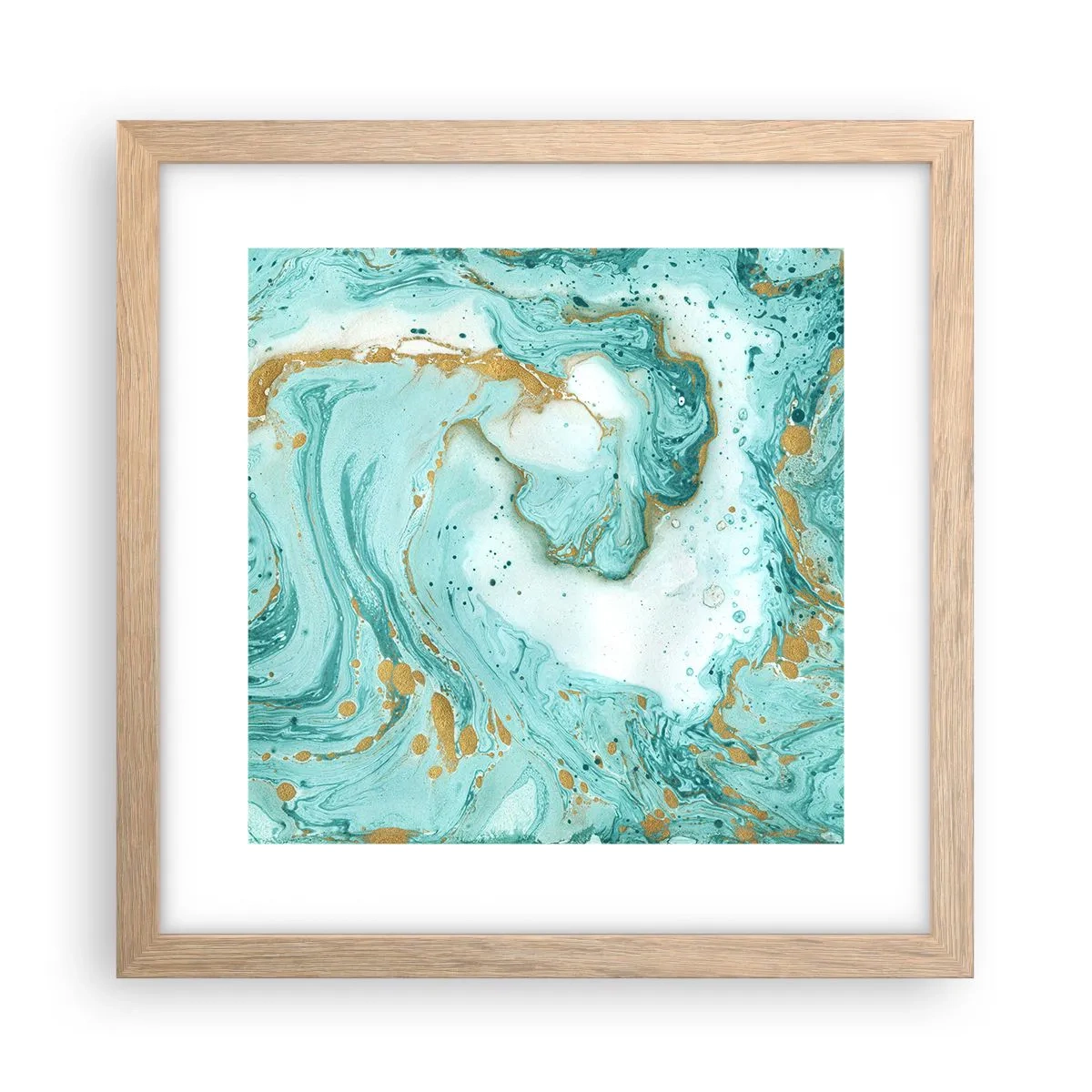 Plakat w ramie jasny dąb - Pod wielką falą z epoki Edo - 30x30 cm