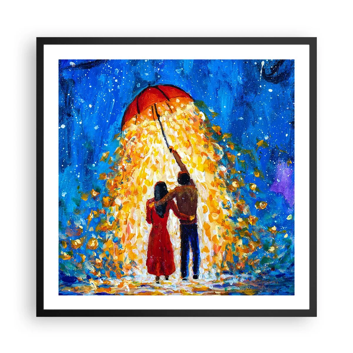 Plakat w czarnej ramie - Magia deszczowego wieczoru? - 60x60 cm