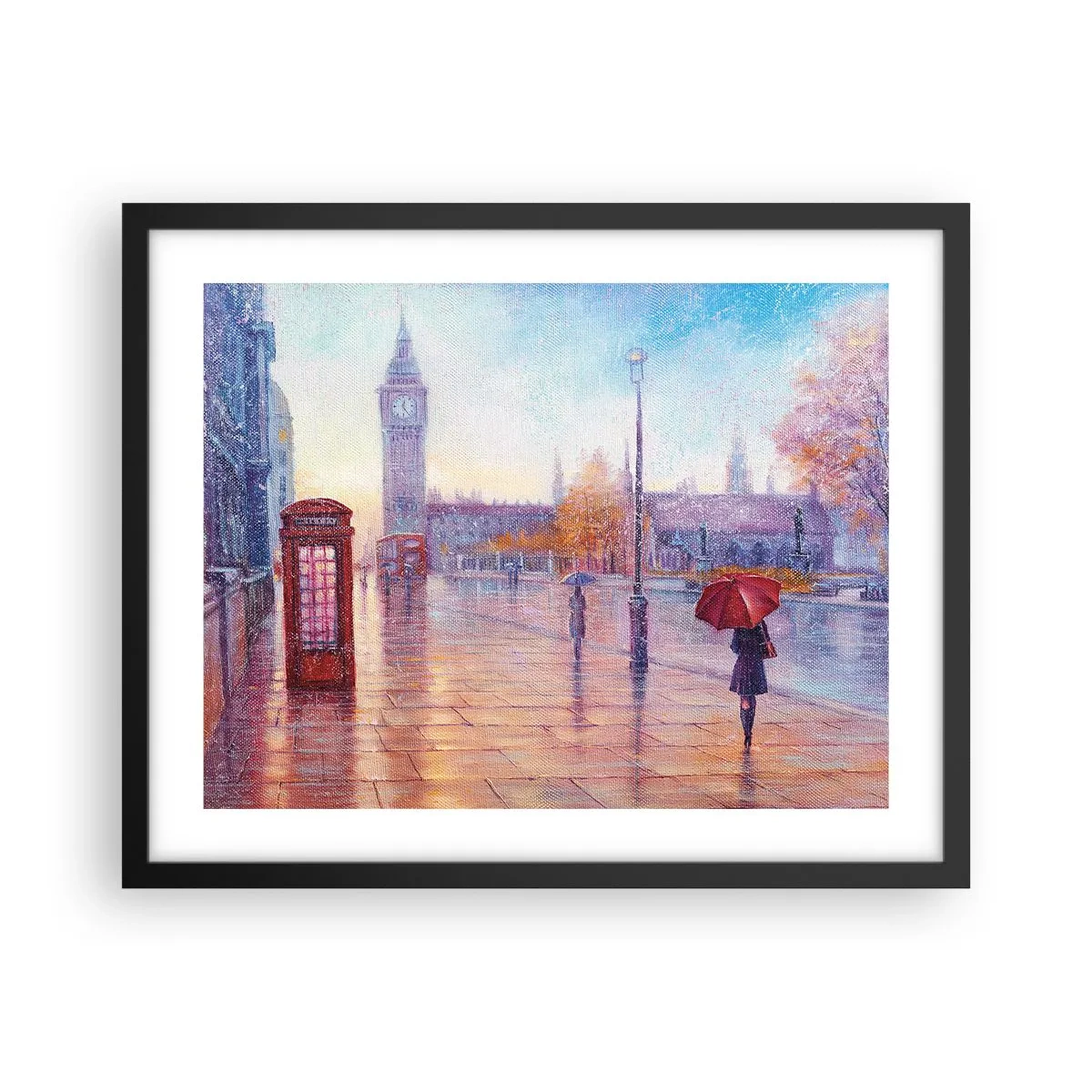 Plakat w czarnej ramie - Londyński jesienny dzień - 50x40 cm