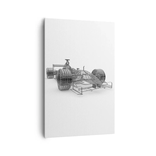 Obraz na płótnie - Szkic konstrukcyjny samochodu wyścigowego na jasnym tle - 80x120cm - Idealna konstrukcja - idea pędu - Nowoczesna dekoracja ścienna do salonu i sypialni ARTTOR