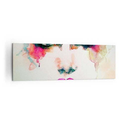 Obraz na płótnie - Abstrakcyjny portret kobiety w intensywnych barwach - 160x50cm - Portret malowany tęczą - Nowoczesna dekoracja ścienna do salonu i sypialni ARTTOR