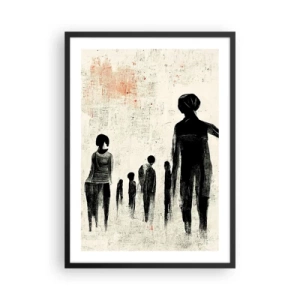 Plakat w czarnej ramie - Abstrakcyjna ilustracja postaci w monochromatycznych barwach - 50x70cm - Przeciw samotności - Nowoczesna dekoracja ścienna do salonu i sypialni ARTTOR