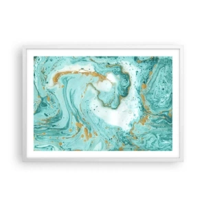 Plakat w białej ramie - Pod wielką falą z epoki Edo - 70x50 cm