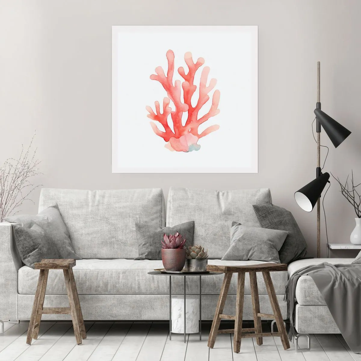 Plakat - Koral koloru koralowego - 30x30 cm