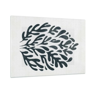 Obraz na szkle - Czarna organiczna forma na białym tle - 100x70cm - Kształty natury - Nowoczesna dekoracja ścienna do salonu, kuchni i sypialni ARTTOR