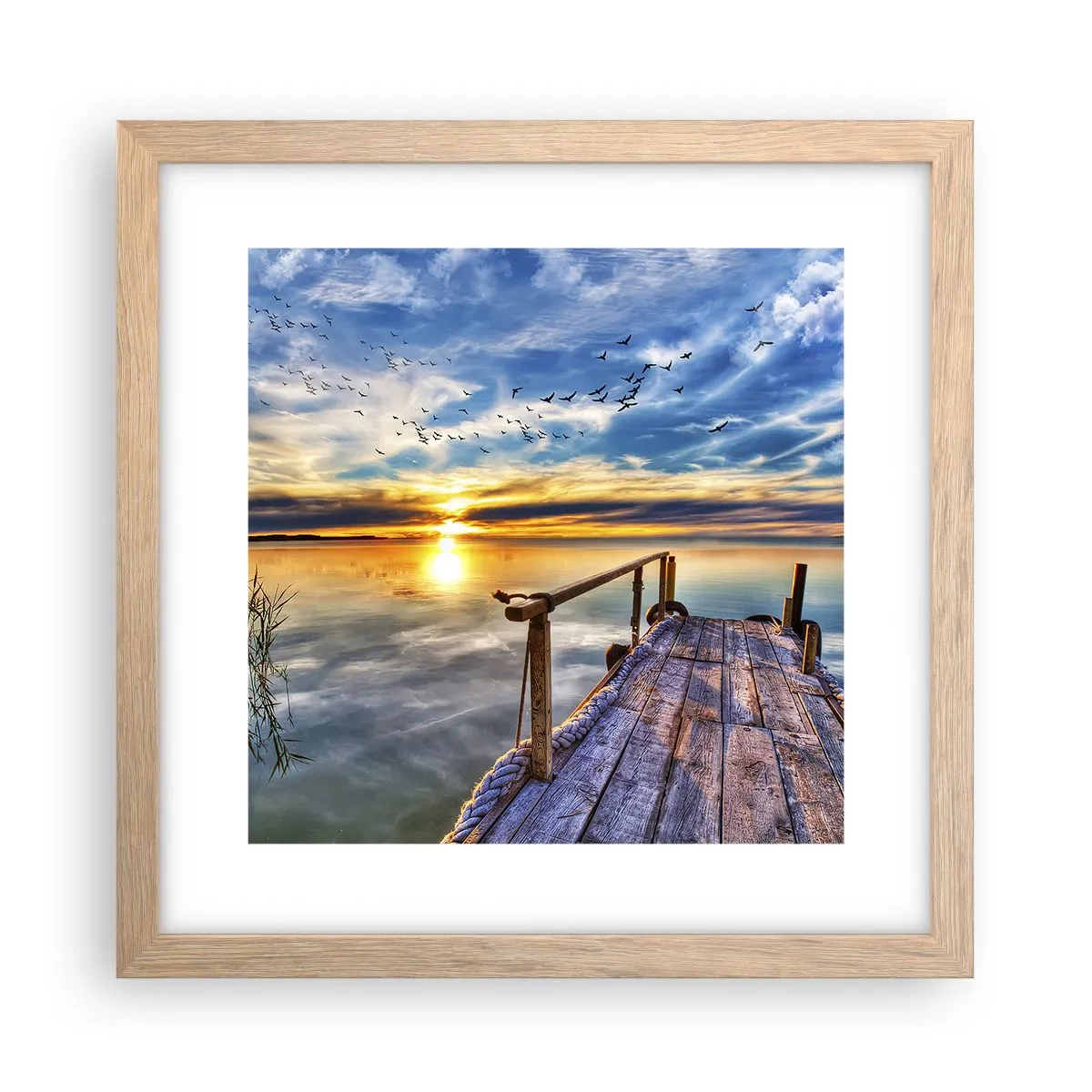Plakat w ramie jasny dąb - Wiatr idzie na spoczynek - 30x30 cm