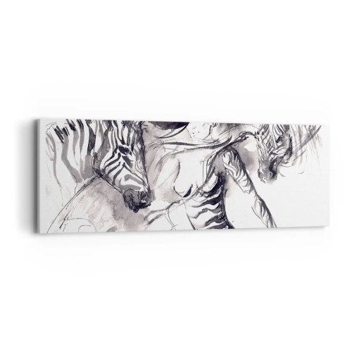 Obraz na płótnie - Tańcząca z zebrami - 90x30 cm