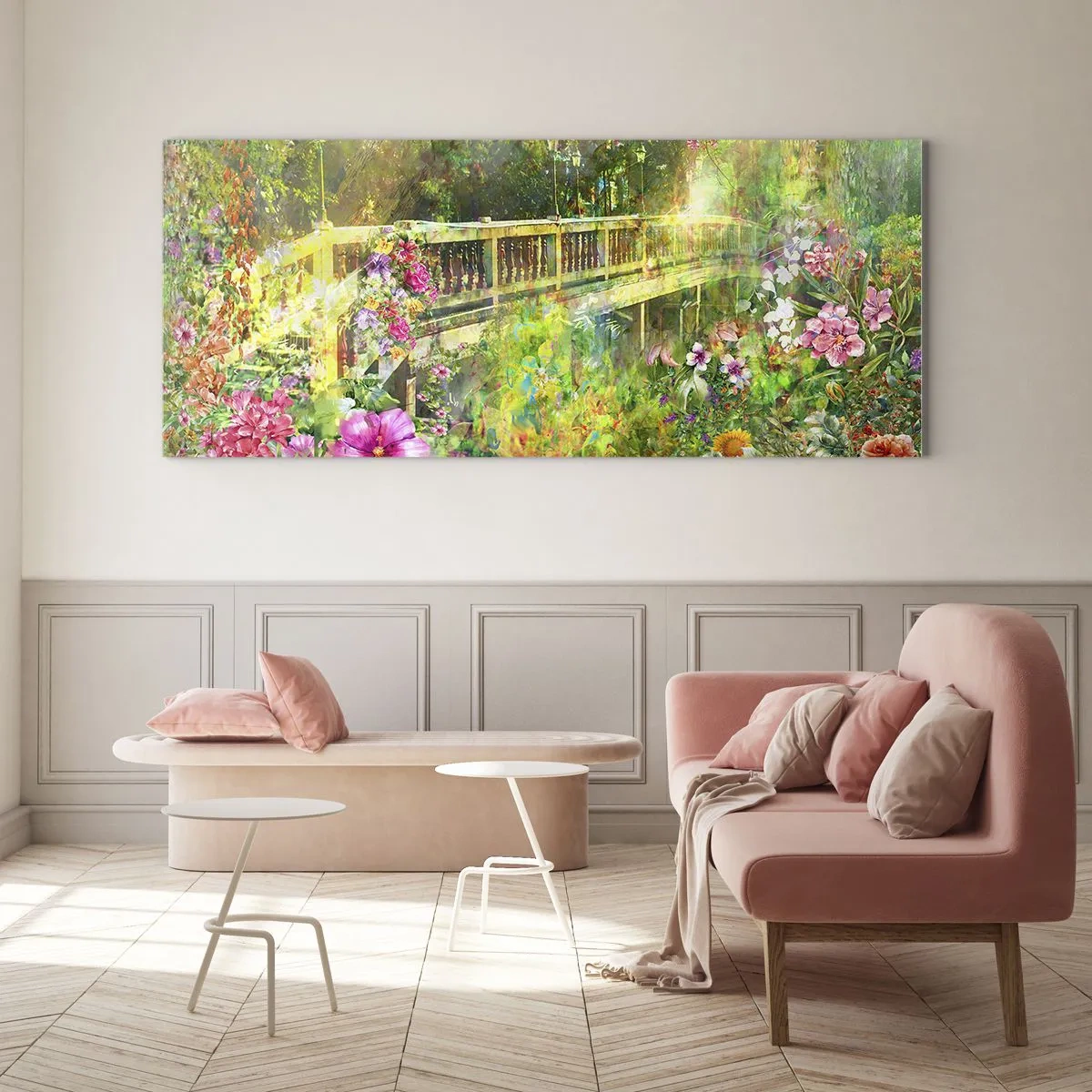 Obraz na szkle - Mostek wiosennych westchnień - 100x40 cm