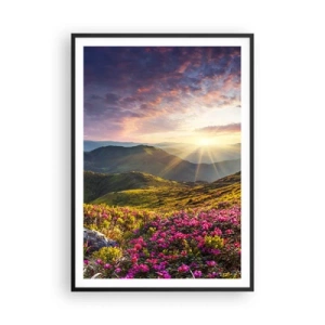 Plakat w czarnej ramie - Świeżość górskiego poranka - 70x100 cm