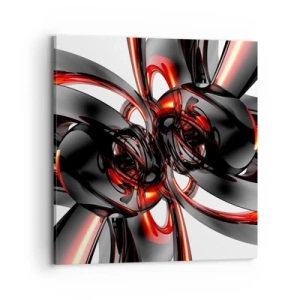 Obraz na płótnie - Ruch w graficie i czerwieni - 70x70 cm