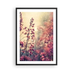 Plakat w czarnej ramie - Kwiaty w świetle zachodzącego słońca - 50x70cm - Tajemniczy ogród - Nowoczesna dekoracja ścienna do salonu i sypialni ARTTOR