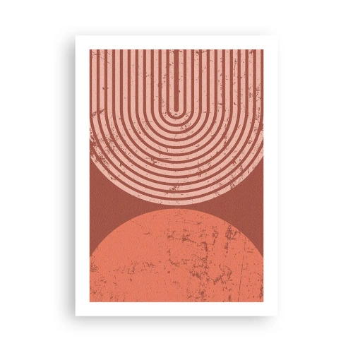 Plakat - Geometryczna abstrakcja w odcieniach terakoty z efektem vintage - 50x70cm - Bliska relacja - Nowoczesna dekoracja ścienna do salonu, kuchni i sypialni ARTTOR